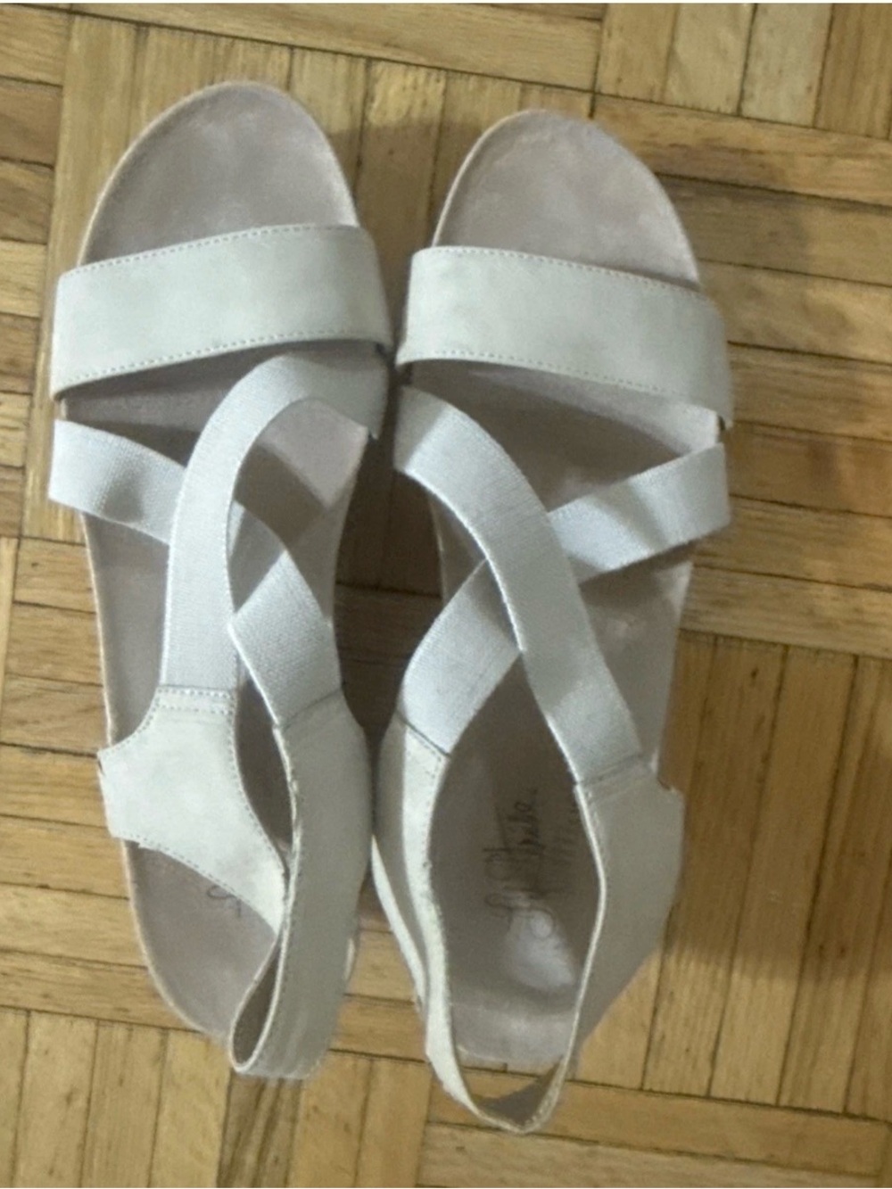 Life Stride FLEX Beige Wedge Strappy Sandals Women’s Comfort Shoes Size 8.5